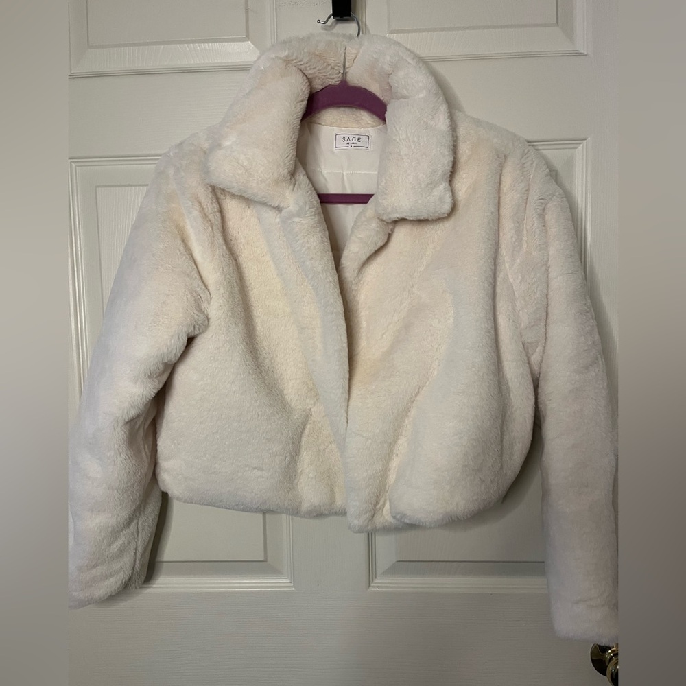 Sage The Label Women's Super Soft White‎ Teddy Jacket. Sz Sm